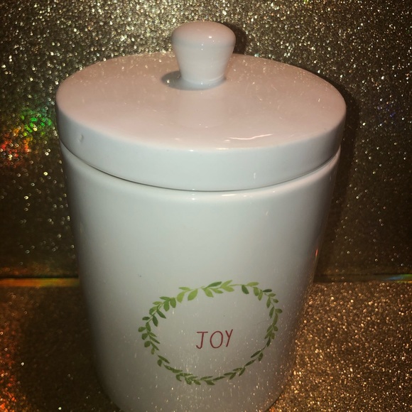 RARE Rae Dunn JOY Holiday Wreath Canister - Picture 2 of 4